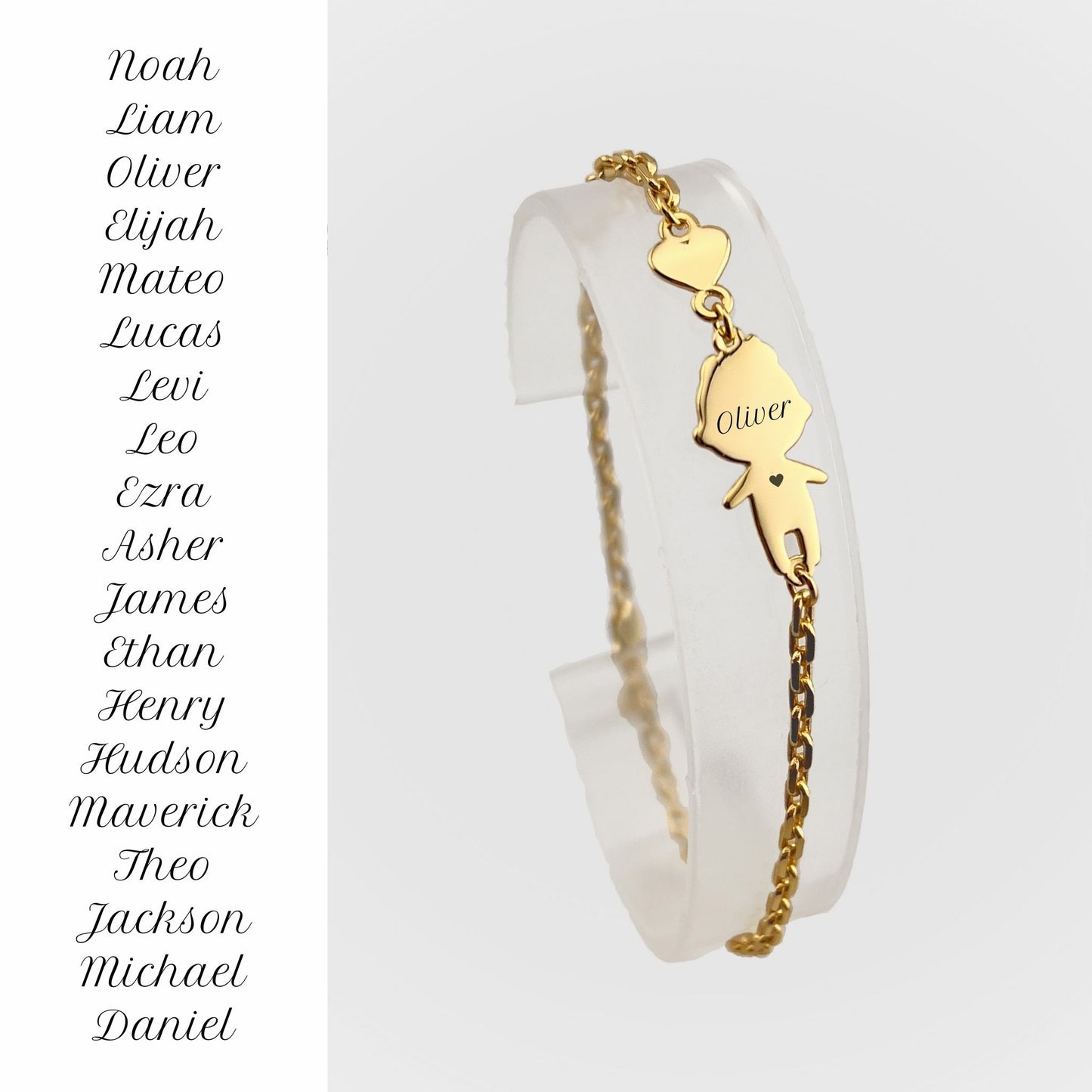 Personalized Mom bracelet with 1 boy charm