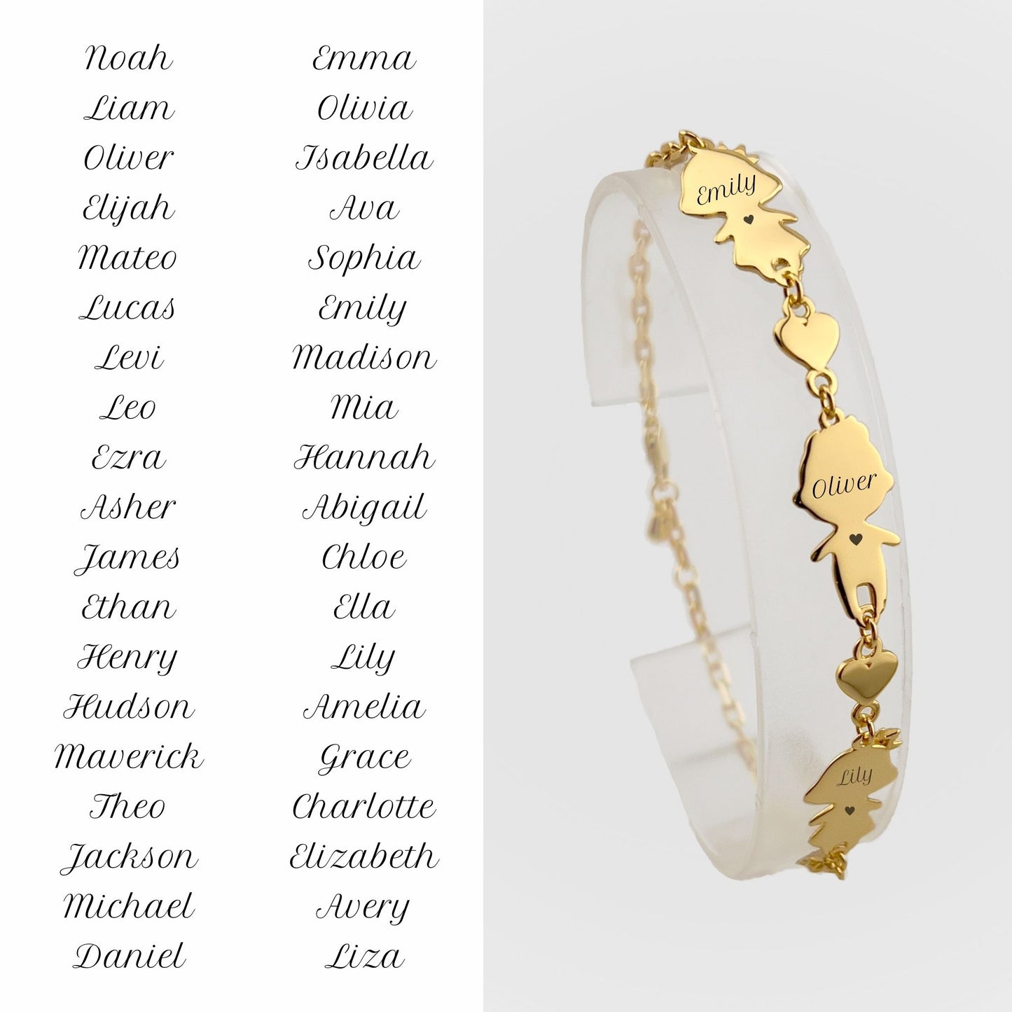 Personalized Mom bracelet with 2 girls and 1 boy charms