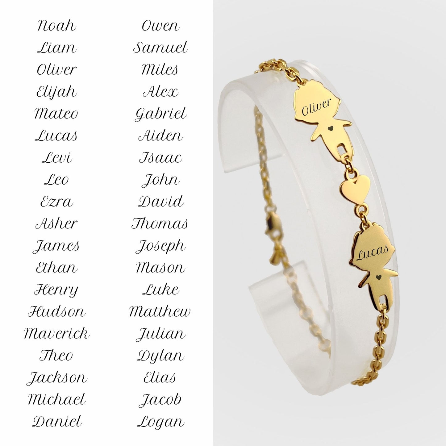 Personalized Mom bracelet with 2 boys charms