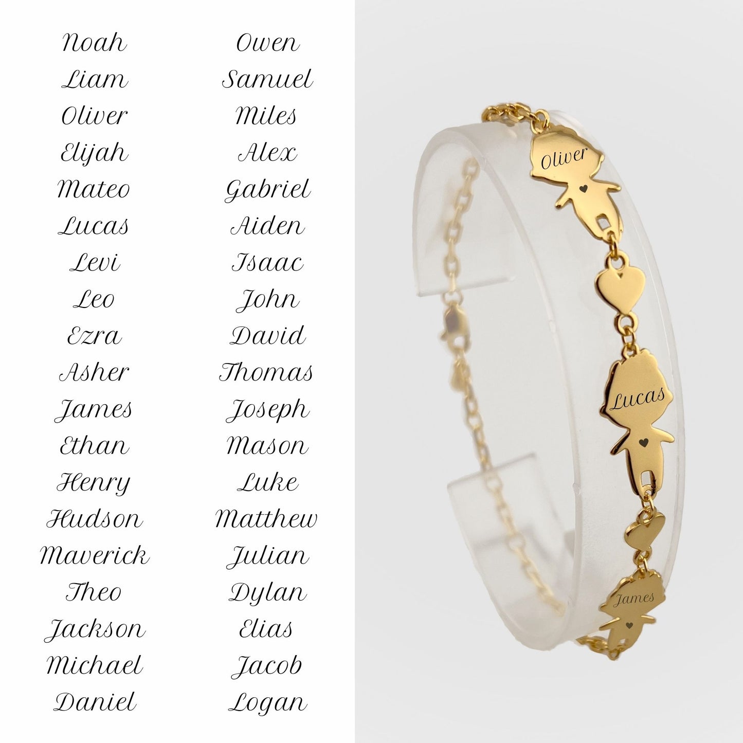 Personalized Mom bracelet with 3 boys charms