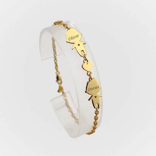 Personalized Mom bracelet with 2 boys charms