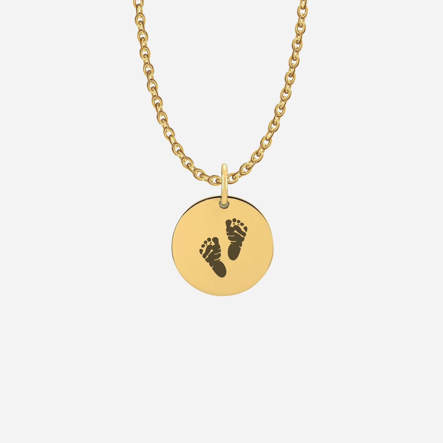 Footprint round disc necklace