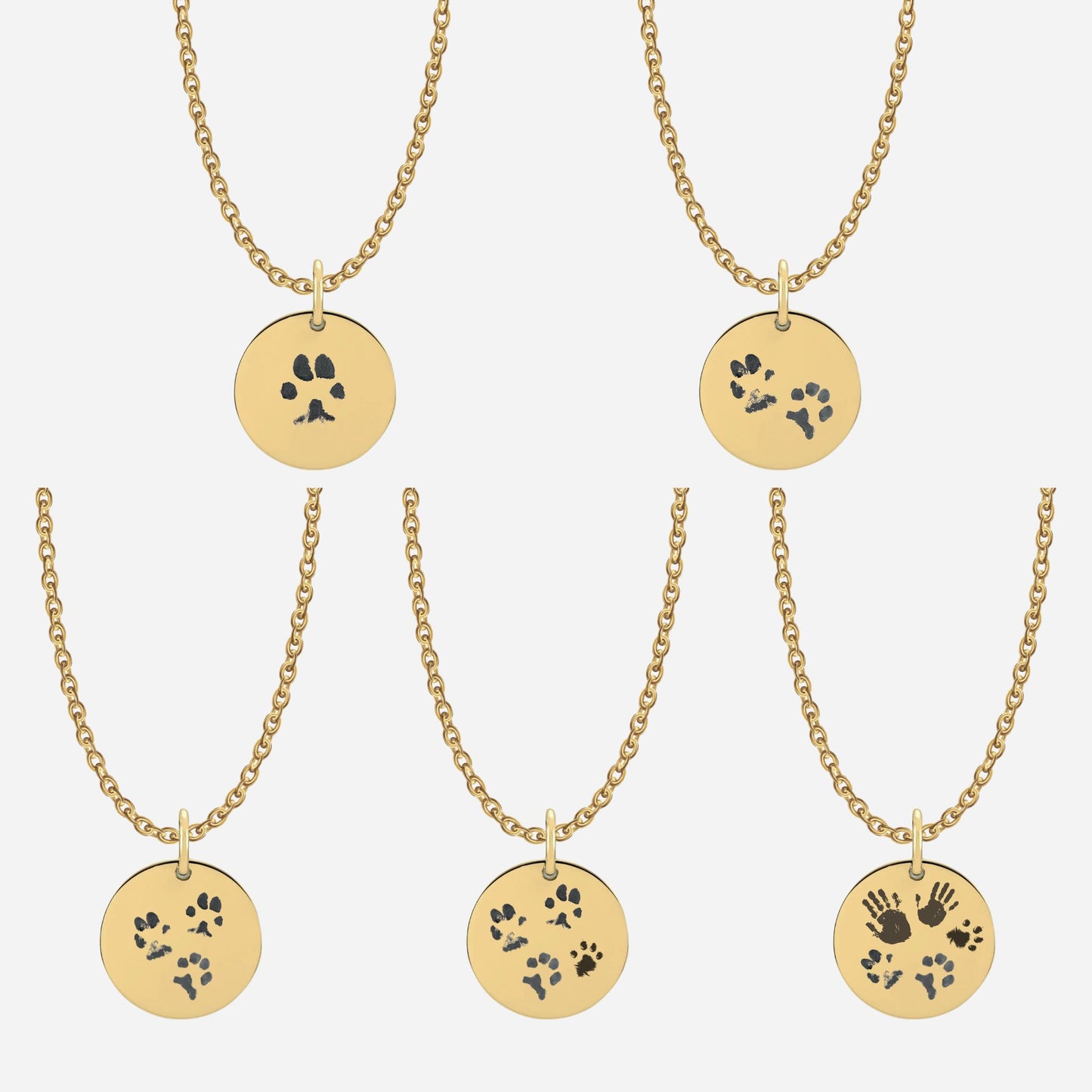 Pawprint round disc necklace