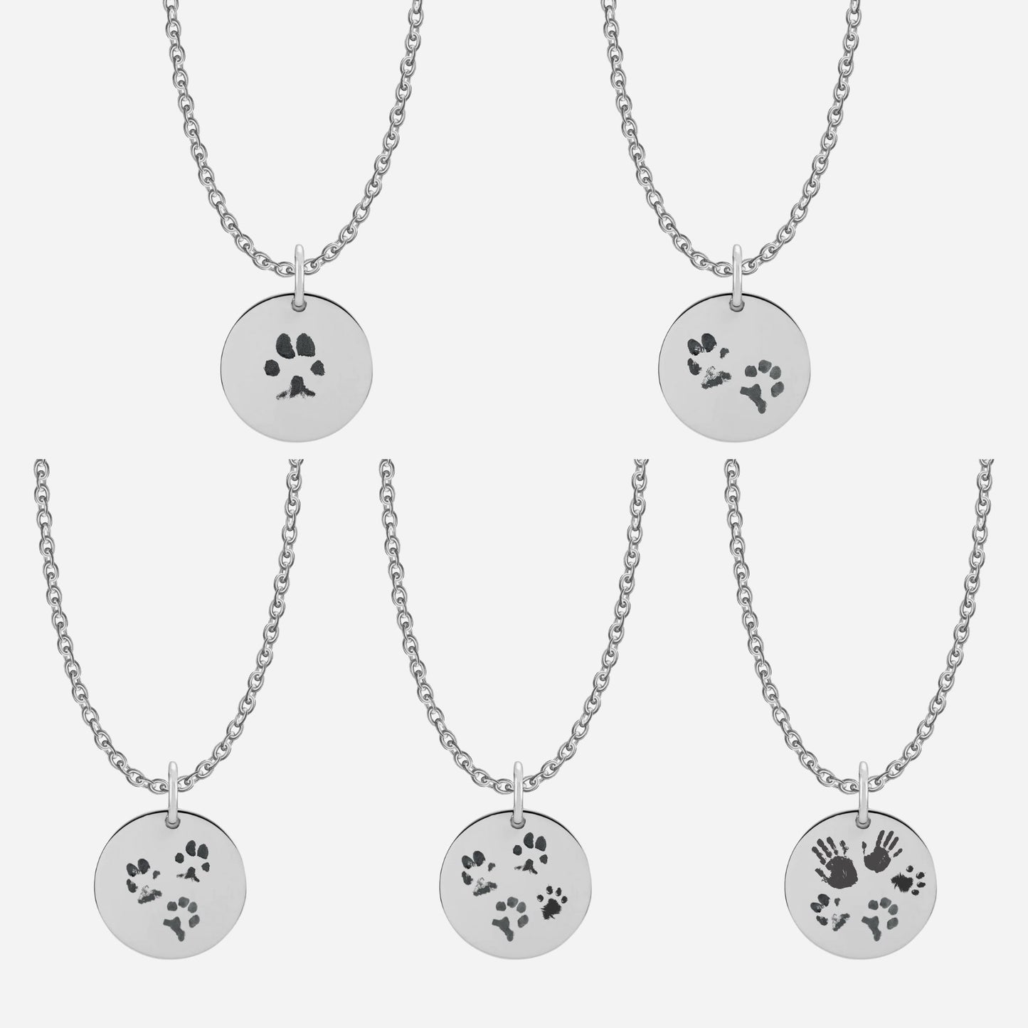 Pawprint round disc necklace