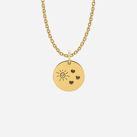 Kid's drawing round disc necklace