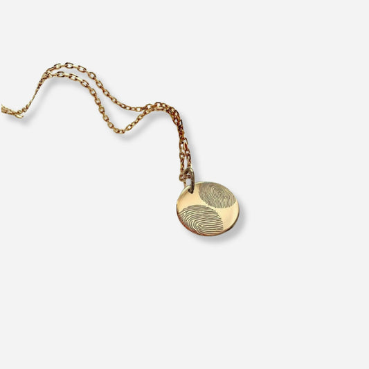 Fingerprint round disc necklace