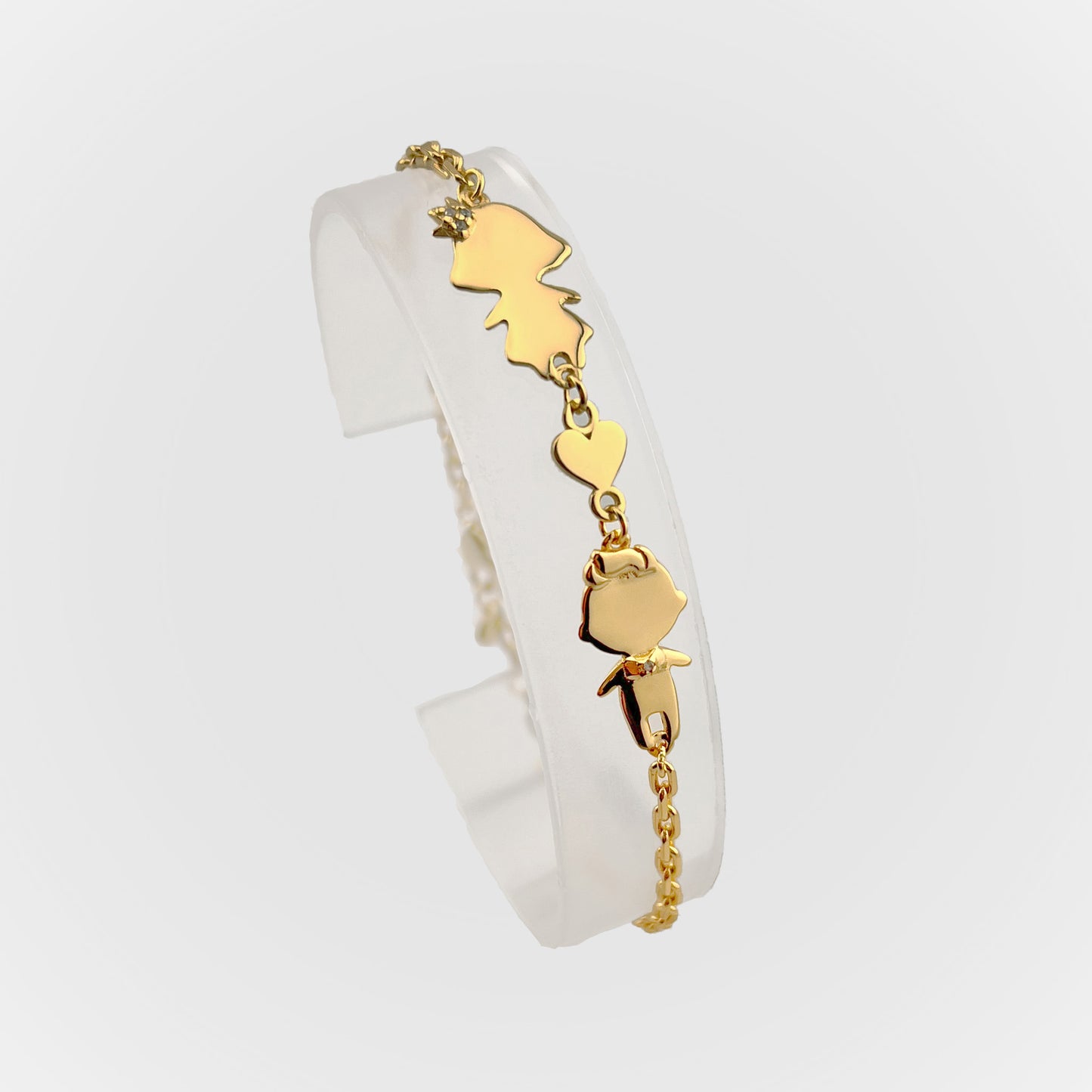 Personalized Mom bracelet with 1 boy & 1 girl charms