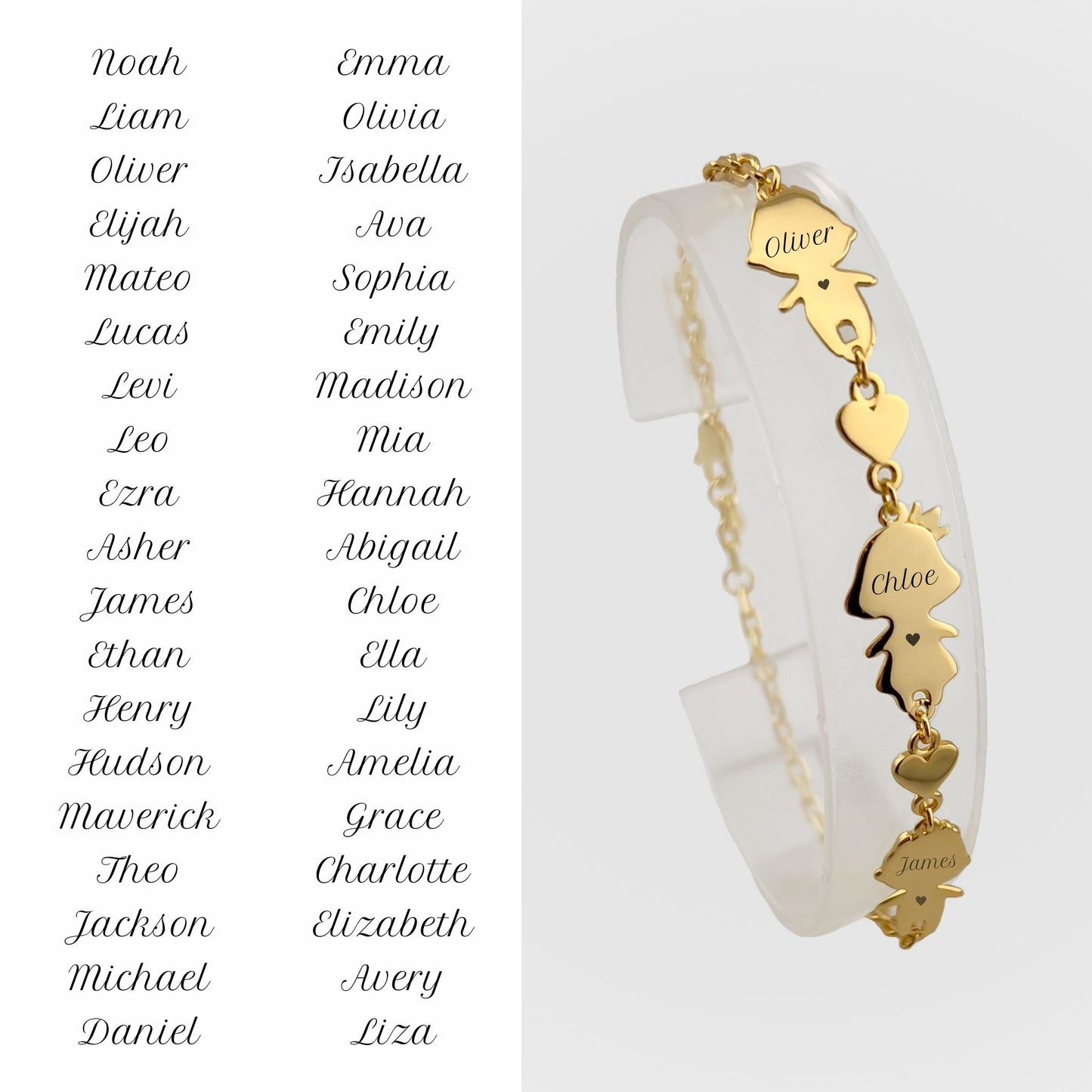 Personalized Mom bracelet with 2 boys and 1 girl charms