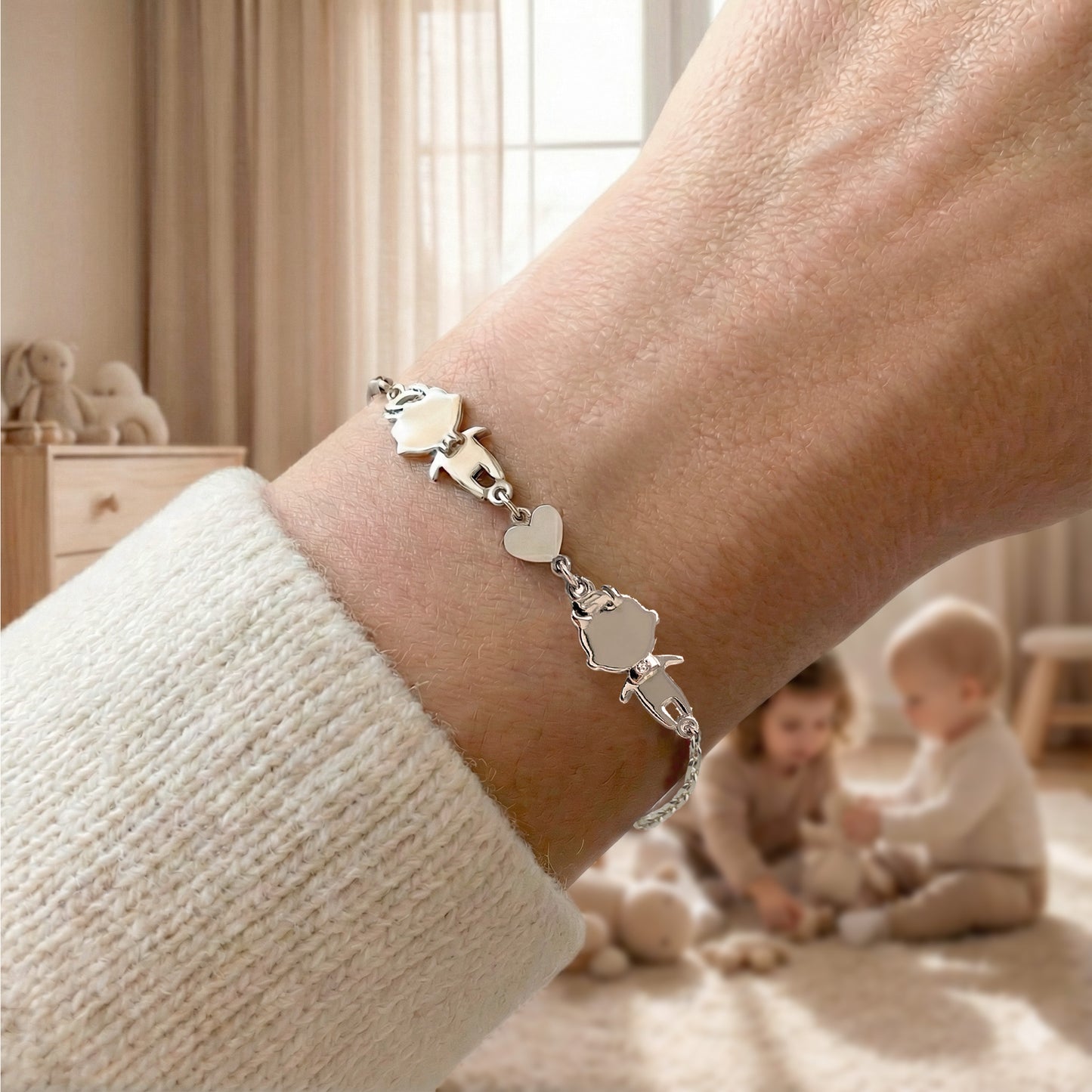 Personalized Mom bracelet with 2 boys charms
