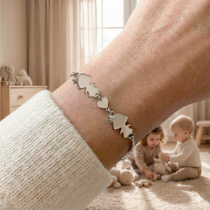 Personalized Mom bracelet with 2 girls charms
