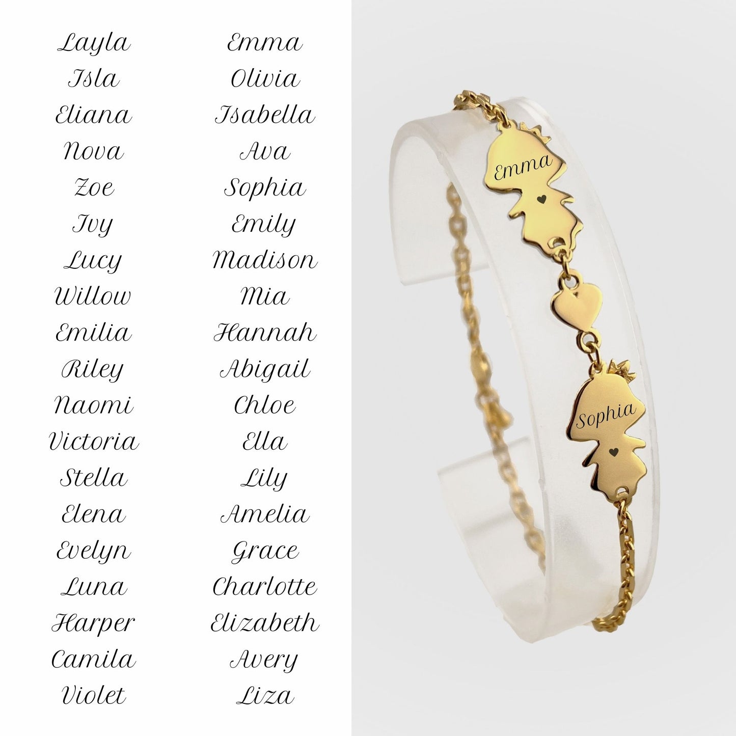 Personalized Mom bracelet with 2 girls charms