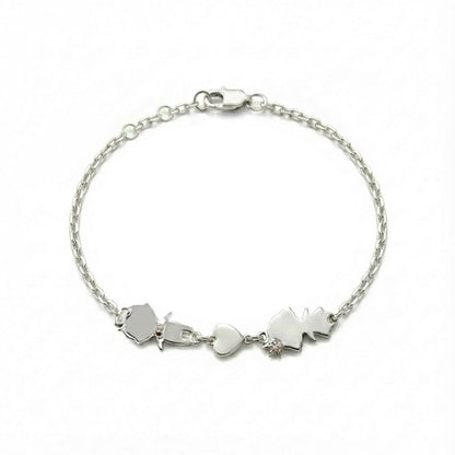 Personalized Mom bracelet with 1 boy & 1 girl charms