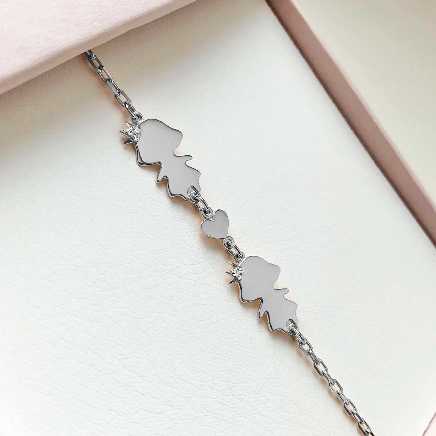 Personalized Mom bracelet with 2 girls charms