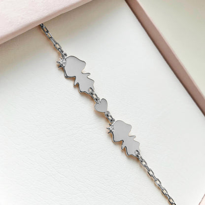 Personalized Mom bracelet with 2 girls charms