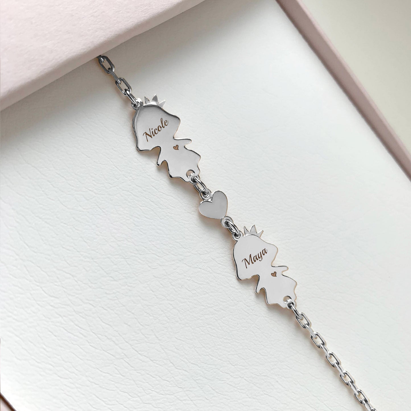 Personalized Mom bracelet with 2 girls charms