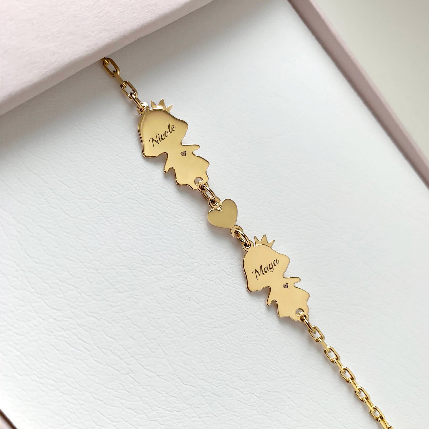 Personalized Mom bracelet with 2 girls charms