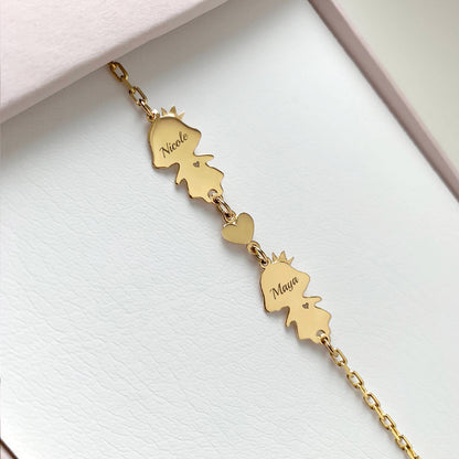 Personalized Mom bracelet with 2 girls charms