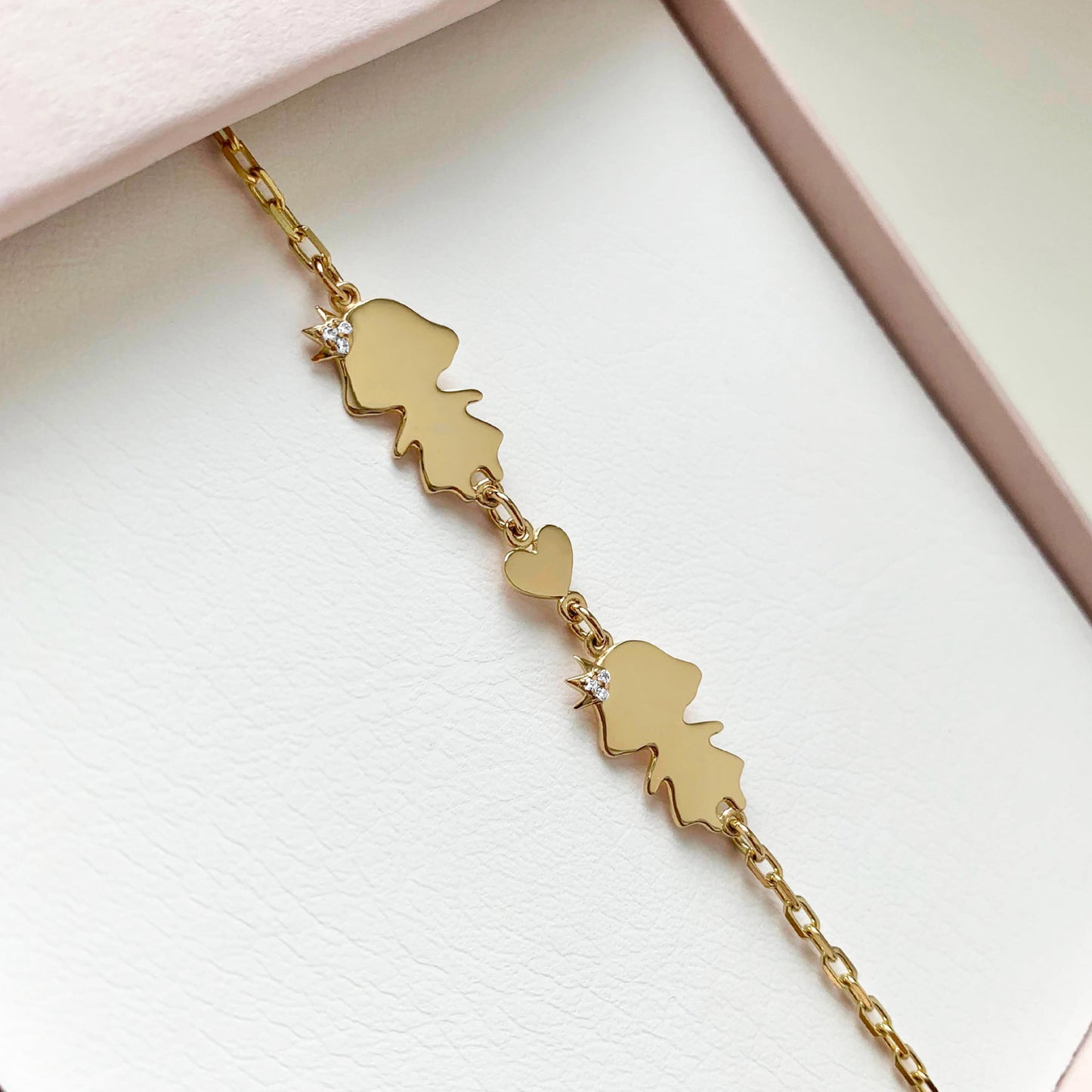 Personalized Mom bracelet with 2 girls charms