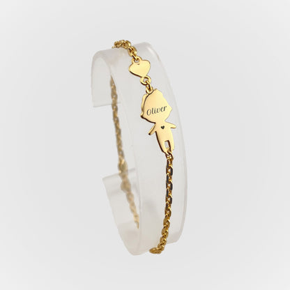 Personalized Mom bracelet with 1 boy charm