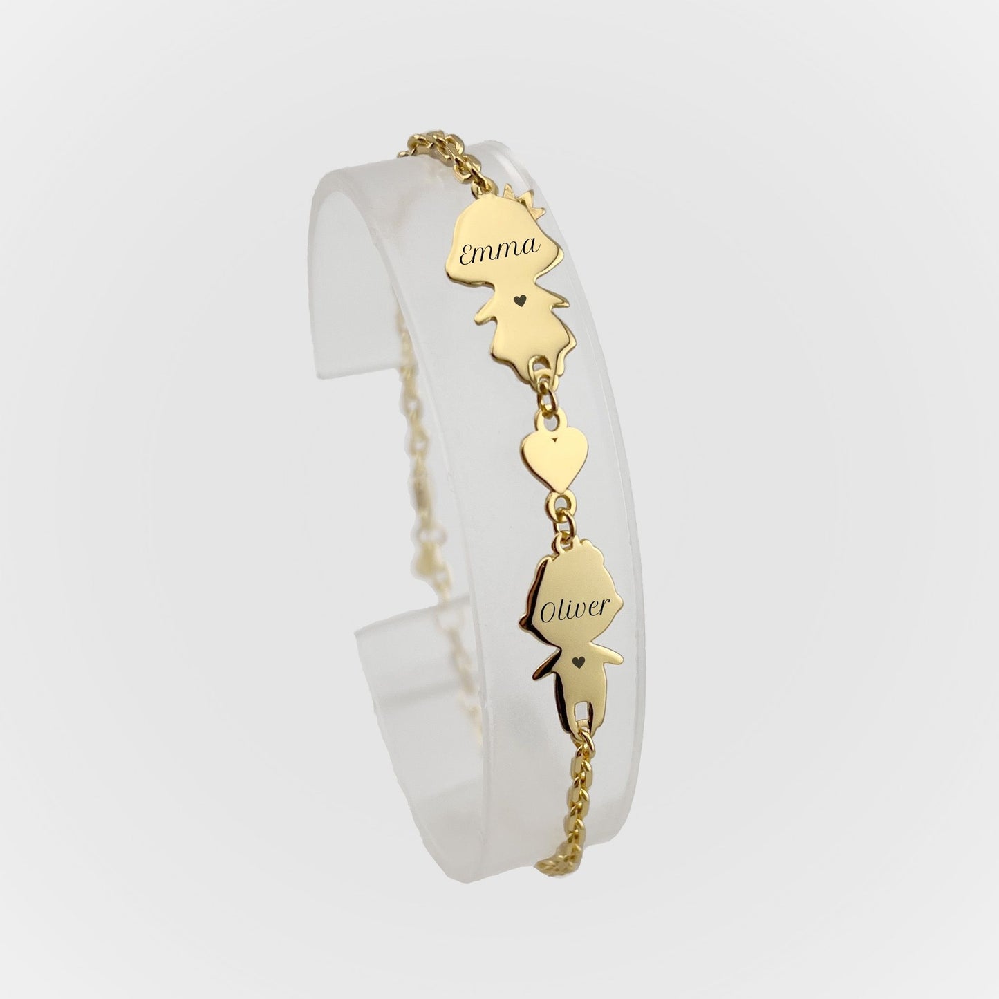 Personalized Mom bracelet with 1 boy & 1 girl charms
