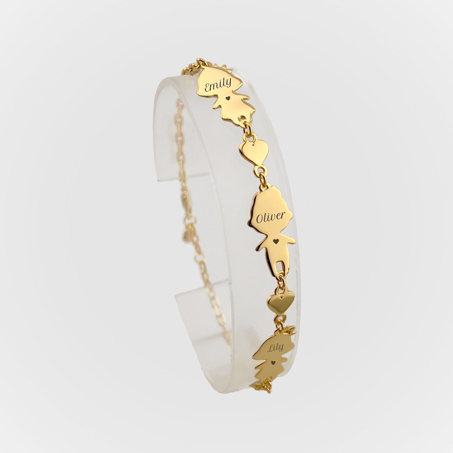 Personalized Mom bracelet with 2 girls and 1 boy charms