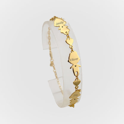 Personalized Mom bracelet with 2 girls and 1 boy charms