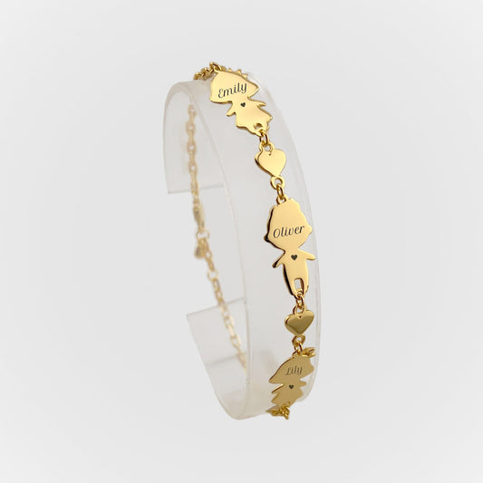 Personalized Mom bracelet with 2 girls and 1 boy charms