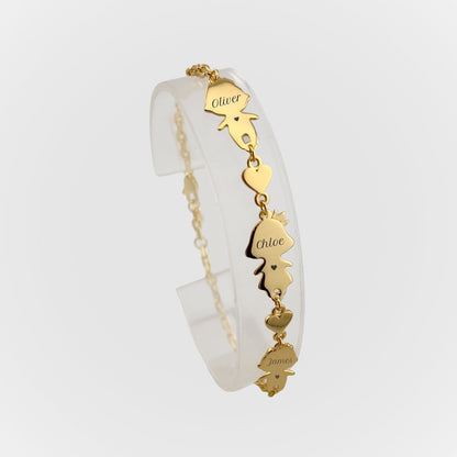 Personalized Mom bracelet with 2 boys and 1 girl charms