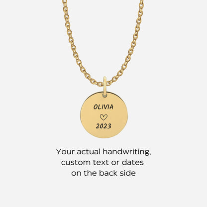 Footprint round disc necklace