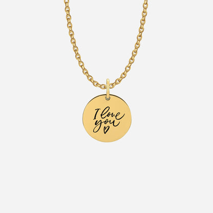 Handwritten round disc necklace