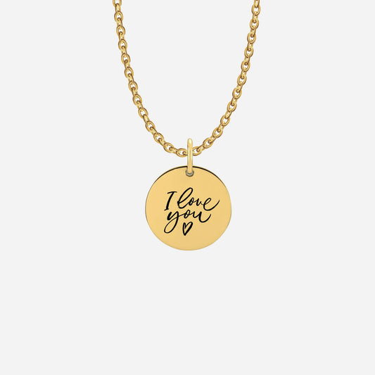 Handwritten round disc necklace